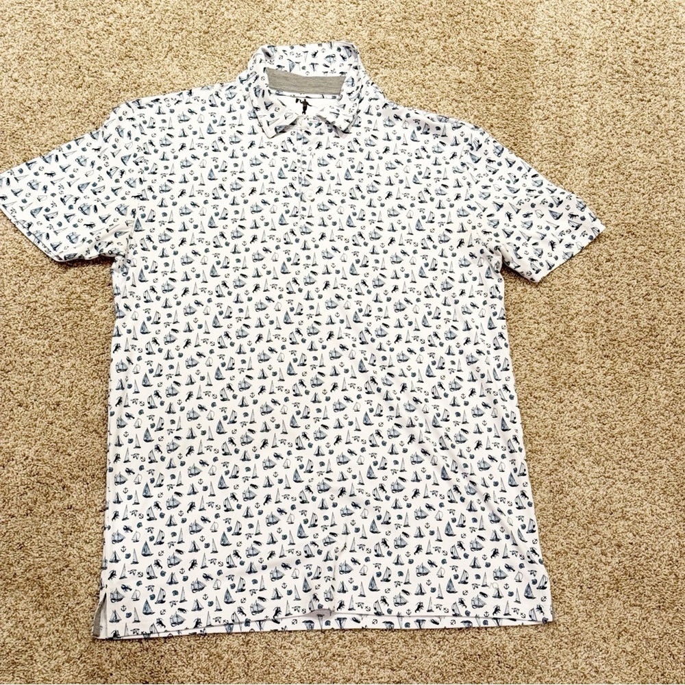 AndersonOrd Performance Polo Shirt Small Nautical Print Golf Top